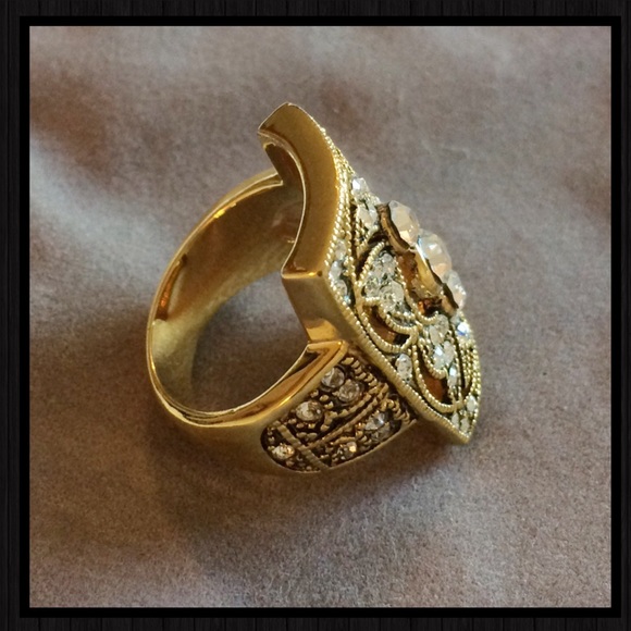 Gold tone Art Deco cocktail ring - Picture 4 of 7